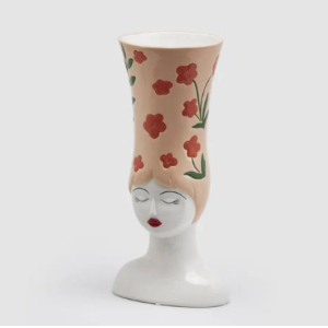 Vaso  enzo de gasperi busto donna con fiori h33 cm