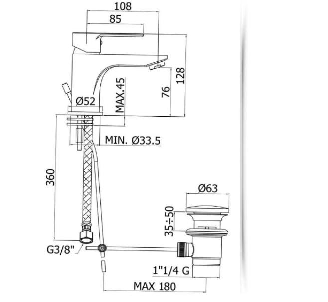 Paffoni miscelatore lavabo con piletta cromato Blu075cr