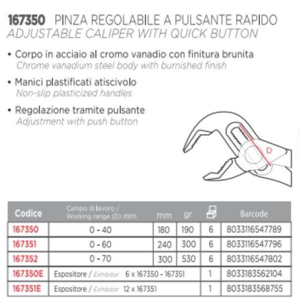 Pinza regolabile Fumasi a cerniera chiusa 180mm 167350