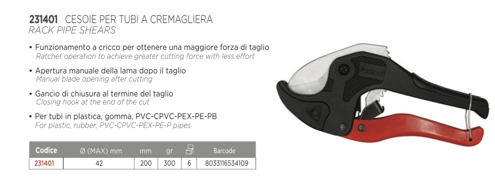 Tagliatubi Fumasi per plastica fino 42mm