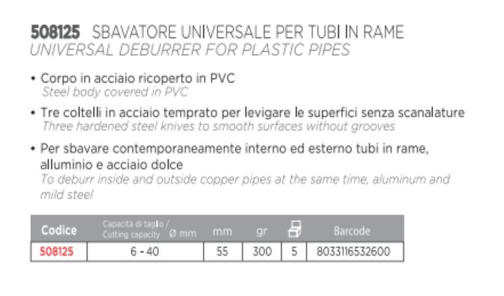 Alesatore sbavatore interno ed esterno Fumasi per tubi in rame u00d8 6 - 40mm