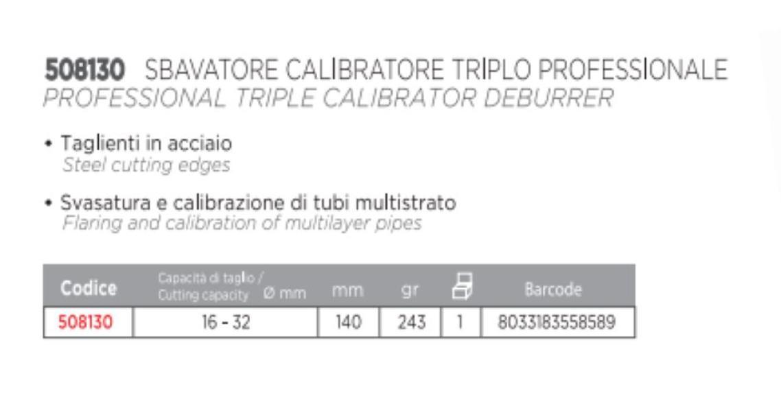 Calibratore Fumasi svasatore professionale per multistrato u00d8 16 20 26 