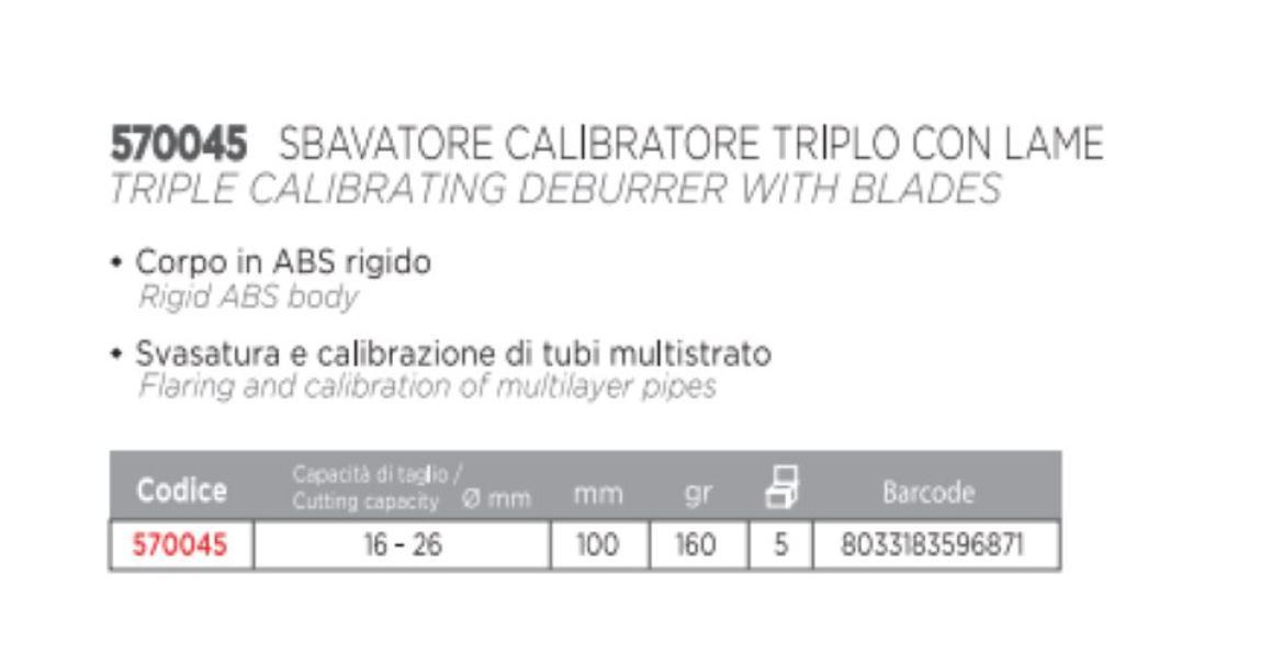 Calibratore Fumasi svasatore con lame in acciaio per multistrato u00d816 20 26