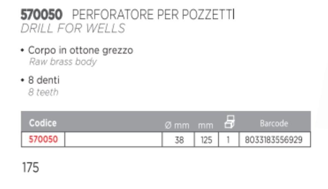 Perforatore 8 denti per pozzetti a pavimento Fumasi  u00d838