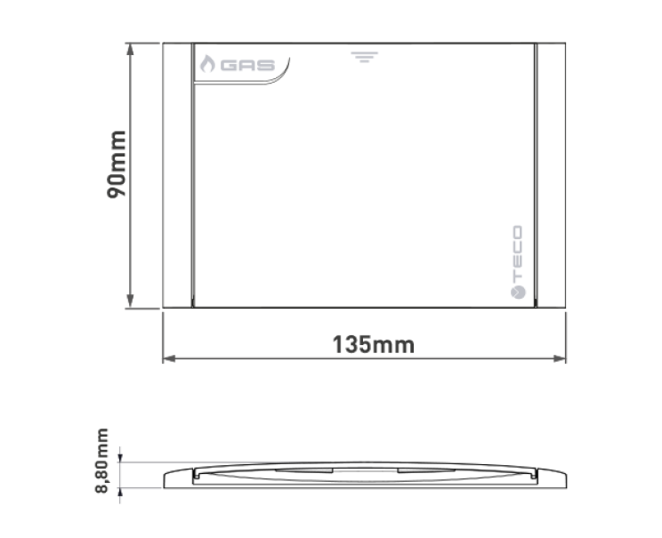 Placca di copertura Teco 135x90mm gas silver