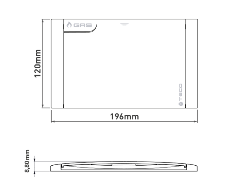 Placca di copertura Teco 196x120mm gas bianco