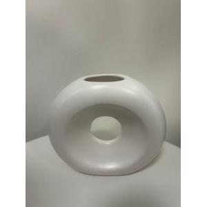 Vaso  elsy con foro in porcellana bianco h 14cm