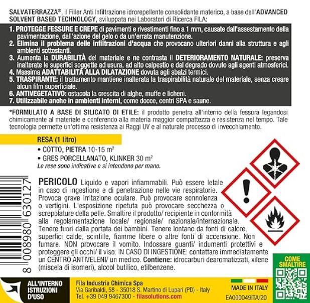 Idrorepellente per terrazze consolidante traspirante Fila salvaterrazza 1 litro-2